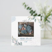 PixDezines 水彩 誕生児のお知らせ 男の子 招待状 (スタンド正面)