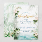 PixDezines 熱帯ジャングルの葉 招待状 (正面/裏面)