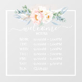 PixDezines 牡丹の花 お出迎え営業時間 ウィンドウサイン (シート)