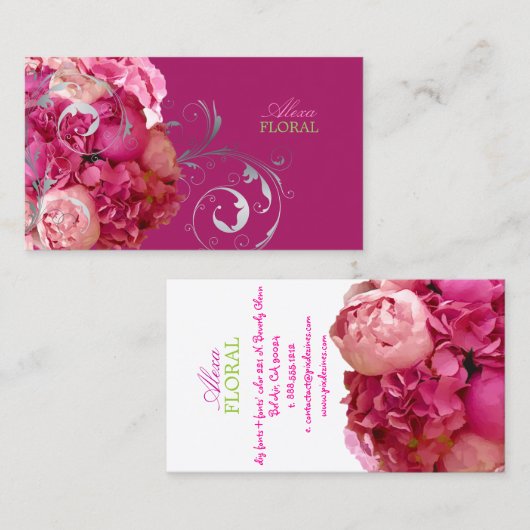 PixDezines 牡丹/紫陽花/DIY 背景 名刺 (正面/裏面)