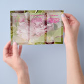 PixDezines 牡丹/ 緑のシミビディウムの花束 チラシ (ハンドル)