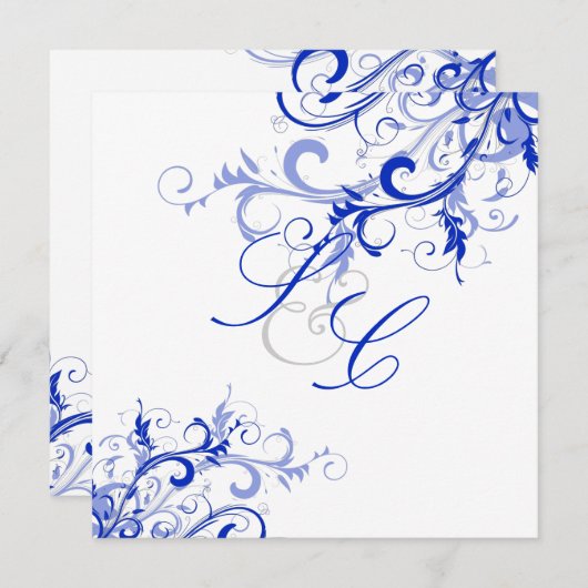 PixDezines 王室の Blue Swarls/DIYバックグラウンド 招待状 (正面/裏面)