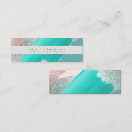 PixDezines 現代アート ウォーターカラー RSVP 封筒 スキニー名刺 (正面/裏面)