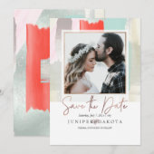 PixDezines 現代アート, コーラル＋ミント 招待状 (正面/裏面)