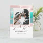 PixDezines 現代アート, ローズゴールド ティール アクア 招待状 (スタンド正面)