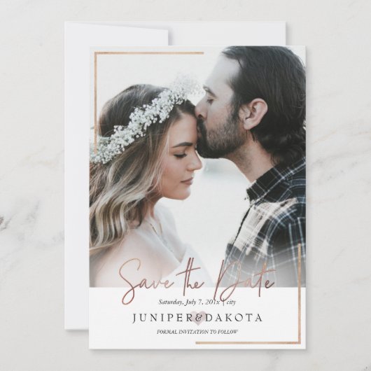 PixDezines 現代フレーム写真 Save the Date カード (正面)