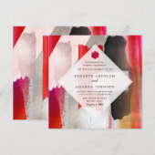 PixDezines 現代水彩 赤 黒 招待状 (正面/裏面)
