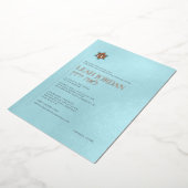 PixDezines 現代的ミニマル バット・ミツバ 箔招待状 (回転した状態)