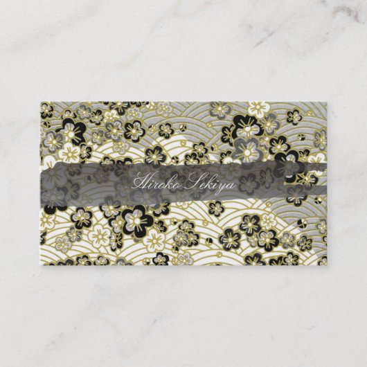 PixDezines 着物/擬似ちりめん/桜 名刺 (正面)