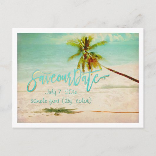 PixDezines/私たちの日救/ヴィンテージトロピカルビーチ 案内ポストカード (正面)