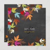 PixDezines 秋/もみじの葉/素朴な黒板 招待状 (正面/裏面)