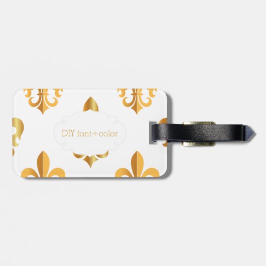 PixDezines(紋章の)フラ・ダ・リ/フェイク金ゴールド/DIYバックグラウンド ラゲッジタグ (裏面横)