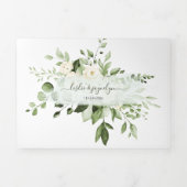 PixDezines 素朴 Eucalyptus AlabasterバラTri-F 三つ折り招待状 (カバー)