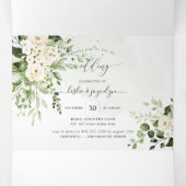 PixDezines 素朴 Eucalyptus AlabasterバラTri-F 三つ折り招待状 (内部中)