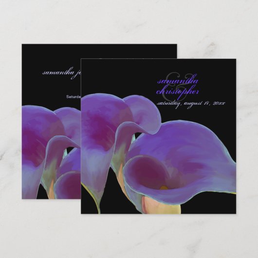 PixDezines 紫のコーラルリリー/DIY 招待状 (正面/裏面)