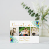 PixDezines 結婚式 御礼カード 孔雀の羽 案内ポストカード (スタンド正面)