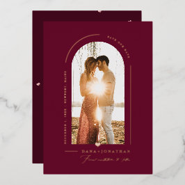PixDezines 結婚式DIYカラーバーガンディーアーチSave Date 箔招待状