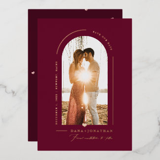 PixDezines 結婚式DIYカラーバーガンディーアーチSave Date 箔招待状