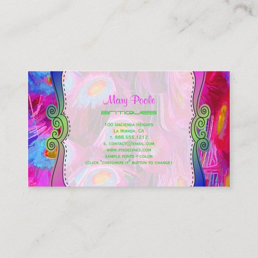 PixDezines 絵を描 peacock/cobalt/pink 名刺 (裏面)