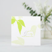 PixDezines 緑の葉/DIY 背景色 招待状 (スタンド正面)