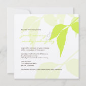 PixDezines 緑の葉/DIY 背景色 招待状 (裏面)