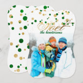 PixDezines 緑/金/偽のホログラムの紙吹雪/ホリデー シーズンカード (正面/裏面)