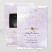 PixDezines 繊細なゴールドの葉のグラデーション 招待状 (正面/裏面)