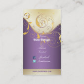 PixDezines 繊細な装飾+渦巻き/金+紫/手作り 名刺 (裏面)