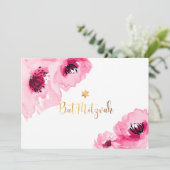 PixDezines 花の水彩画/バラ/バト・ミツバ祭 招待状 (スタンド正面)