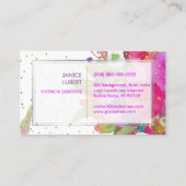 PixDezines 花の水彩/パンジー/ゴールドの斑点 名刺 (裏面)