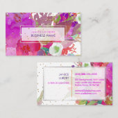 PixDezines 花の水彩/パンジー/ゴールドの斑点 名刺 (正面/裏面)