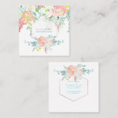 PixDezines 花卉水彩画/春の花束 スクエア名刺 (正面/裏面)