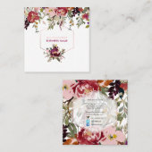 PixDezines 花卉水彩画/春の花束 スクエア名刺 (正面/裏面)