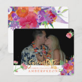 PixDezines 花卉水彩/紫菀/我们的婚礼日期 セーブザデート (正面/裏面)