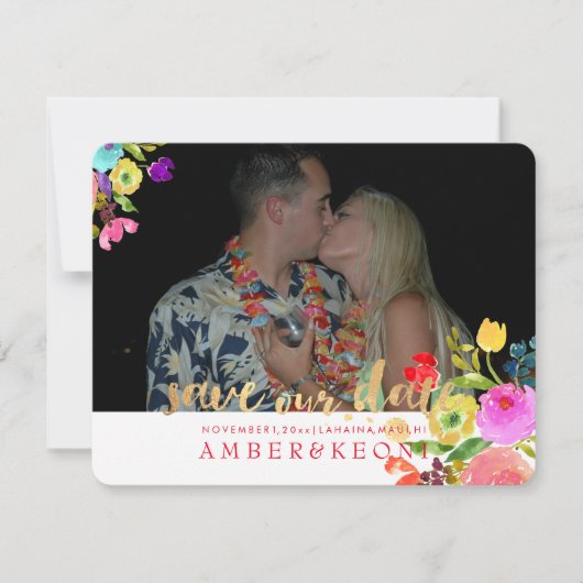 PixDezines 花卉水彩 / 結婚式延期のお知らせ セーブザデート (正面)