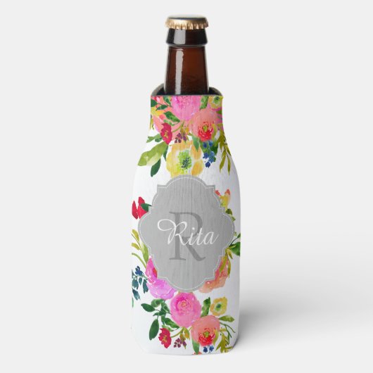 PixDezines 花卉水彩/DIY 背景 ボトルクーラー (ボトル正面)