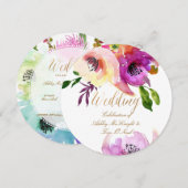 PixDezines 花卉/水彩/玫瑰 招待状 (正面/裏面)