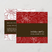 PixDezines 花卉+蕨類植物、DIY 背景/紅色 招待状 (正面/裏面)