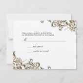 PixDezines 装飾的なルースト ゴールドのスワール 出欠カード (裏面)