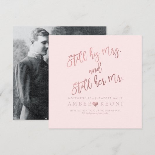 PixDezines 誓約更新/偽のローズゴールド/DIY背景 招待状 (正面/裏面)