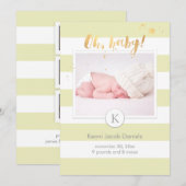 PixDezines 誕生お知らせ/DIYカラーのストライプ 案内状 (正面/裏面)