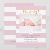 PixDezines 誕生お知らせ/DIYカラーストライプ 案内状 (正面/裏面)