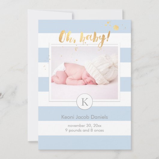 PixDezines 誕生発表/DIYカラーのストライプ 案内状 (正面)