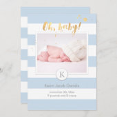 PixDezines 誕生発表/DIYカラーのストライプ 案内状 (正面/裏面)