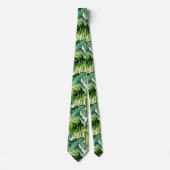 PixDezines 豊かなグリーン 熱帯の葉 ネクタイ (正面)
