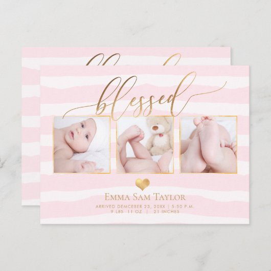 PixDezines 賛美生誕発表/ストライプ 案内ポストカード (正面/裏面)