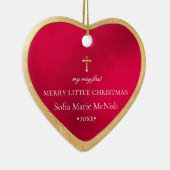 PixDezines 赤ちゃんの初めてのクリスマス, 赤 セラミックオーナメント (右)