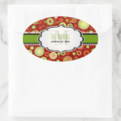 PixDezines 赤と緑のクリスマスオーナメント 楕円形シール (バッグ)