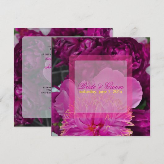 PixDezines 赤ワインの牡丹/DIY 招待状 (正面/裏面)