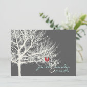 PixDezines 雪の鳥/冬/手作りカラー 招待状 (スタンド正面)